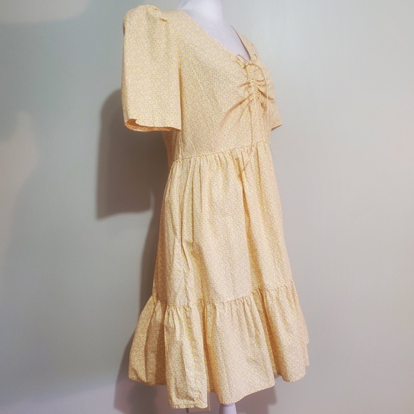 Levi's Marcella yellow floral cotton short sleeve tiered prairie dress XS NWT - Picture 3 of 14